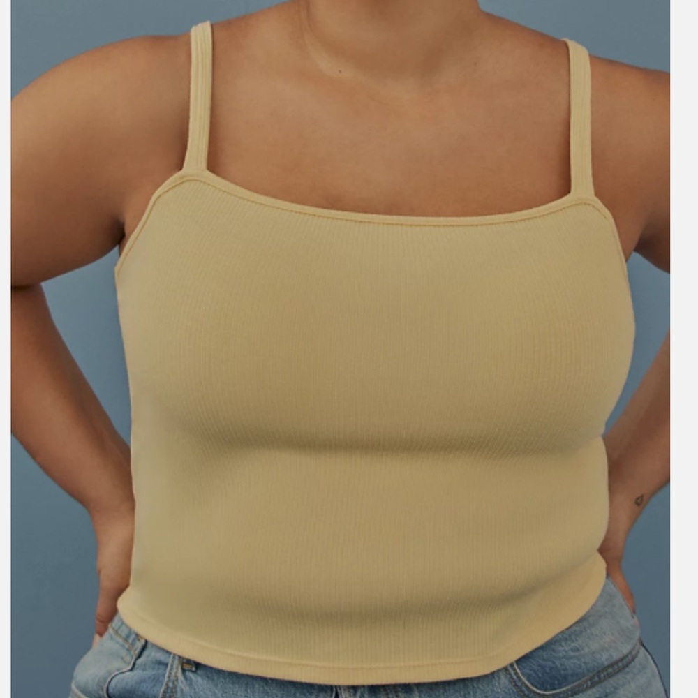 Festi by Torrid Butter Yellow Ribbed Tank Top